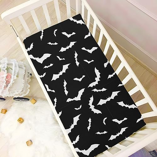 SHJI Baby Crib Mattress Black Bats Halloween Sheet