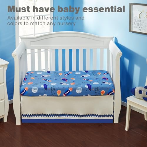EVERYDAY KIDS Baby Boy Fitted Crib Sheet Outerspace Adventures