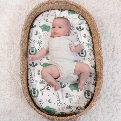 The Peanutshell Green Safari Bassinet Sheets 4-Pack