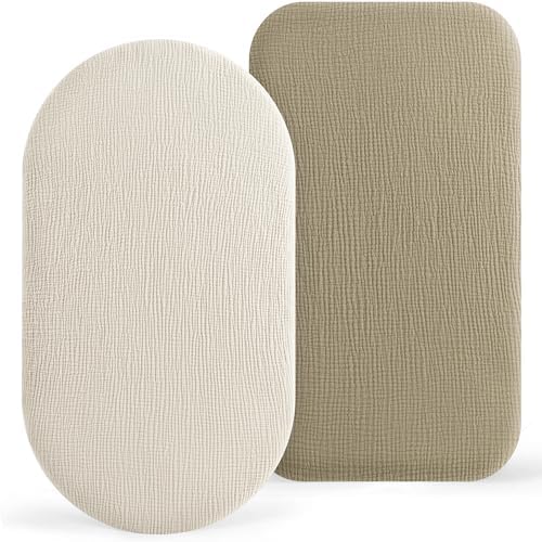 Bearmoss Bassinet Sheets 2 Pack - Muslin Cotton for Baby Boy and Girl