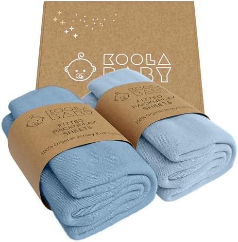 KoolerThings Pack and Play Sheets 2 Pack - Soft Jersey Cotton Playard Mattress Covers