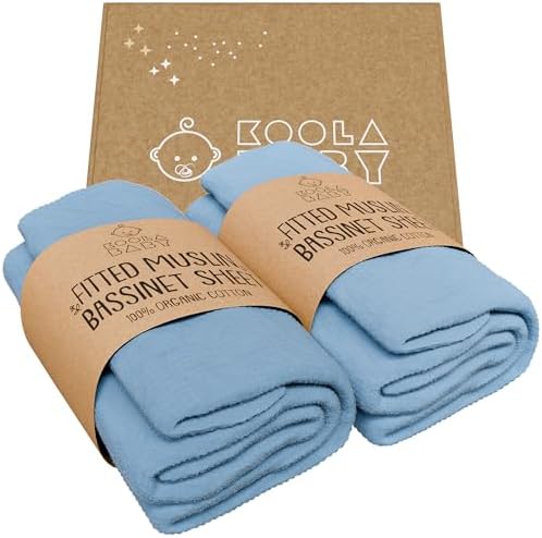 KoolerThings Bassinet Sheets 2 Pack - Organic Muslin Cotton