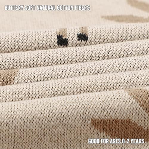 Bleu La La Knit Baby Swaddle Blanket - Deer Theme Taupe 100 Cotton