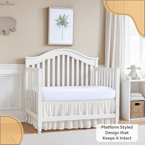 Rajlinen Ruffled Crib Bed Skirt Microfiber 14 Drop Ivory