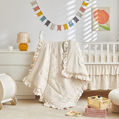UOZZI BEDDING Tufted Ruffle Crib Set 3 Pieces
