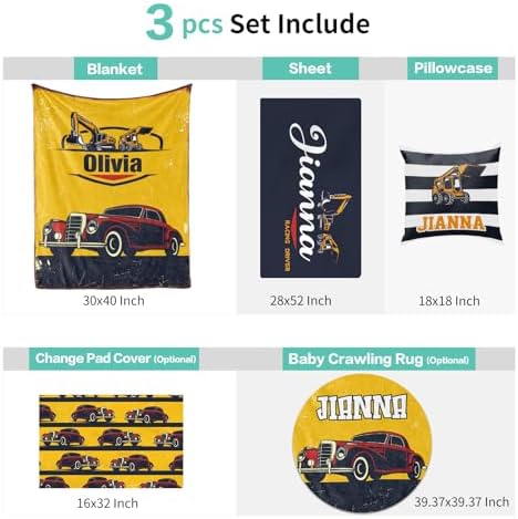 Custom Crib Bedding Set with Car Design