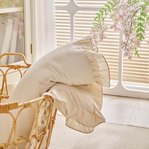 UOZZI BEDDING Ruffled Crib Comforter Quilt - 39x47 Cream