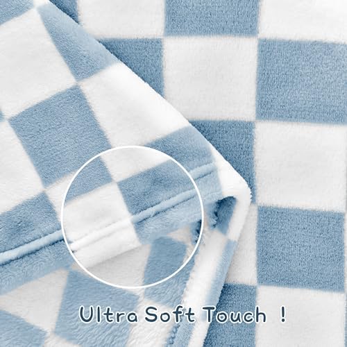 Yurhap Checkered Baby Blanket Fleece 30x40 Blue 1