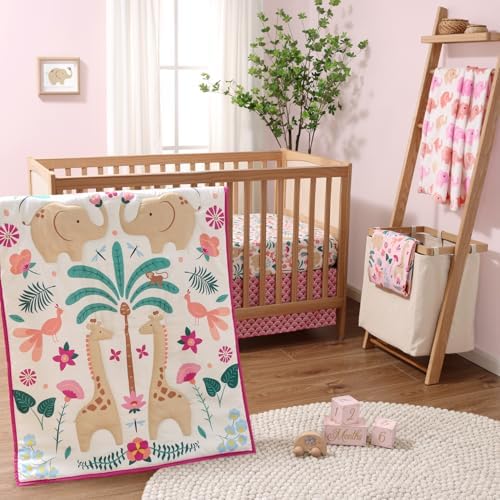 Peanutshell 5 Piece Baby Crib Bedding Set for Girls - Safari Theme
