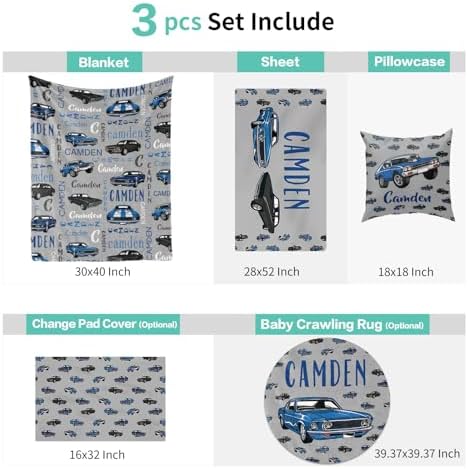 Custom Crib Bedding Set 3 Piece - Cars Design for Baby
