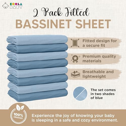 KoolerThings Bassinet Sheets - 100 Organic Cotton 2 Pack 1