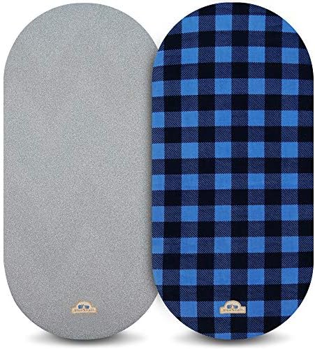 BlueSnail Bassinet Fitted Sheet 2pk Navy Buffola Plaid