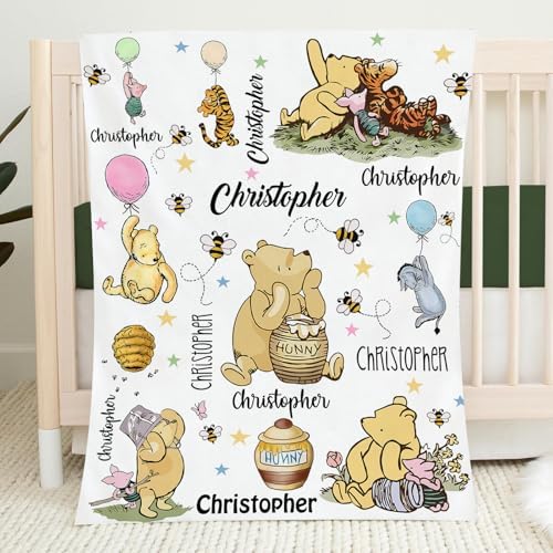Personalized Pooh Bear Blanket for Kids 1