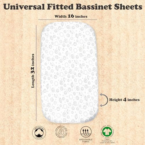Bublo Baby Bassinet Sheets 2-Pack - Organic Cotton Breathable Cozy