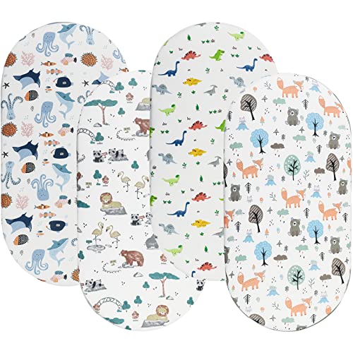 Onacosht Bassinet Sheets 4 Pack Undersea Print
