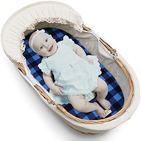 BlueSnail Bassinet Fitted Sheet 2pk Navy Buffola Plaid