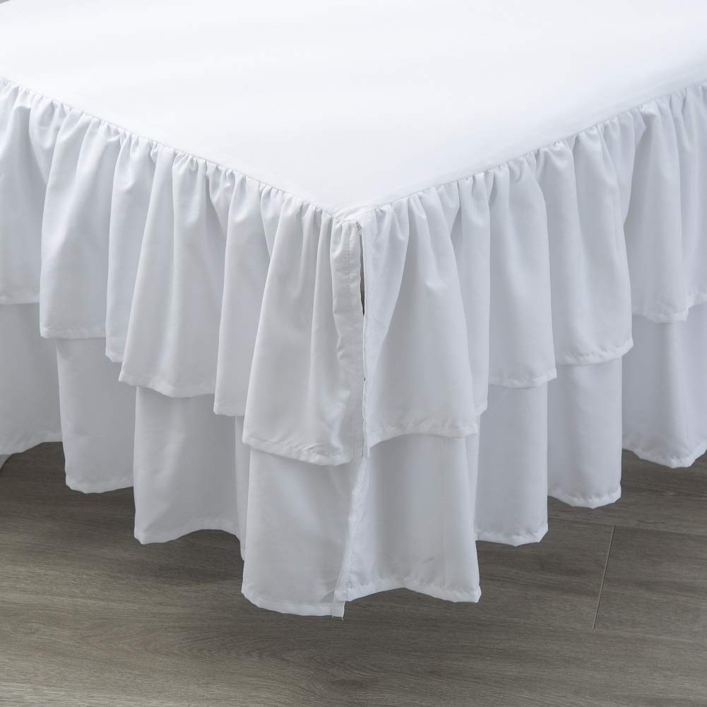 JSD White Ruffled Crib Bed Skirt 14 Deep Drop