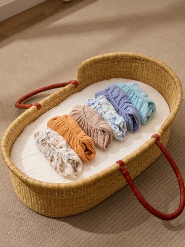 TILLYOU Muslin Bassinet Sheets 3 Pack Soft Breathable Cotton