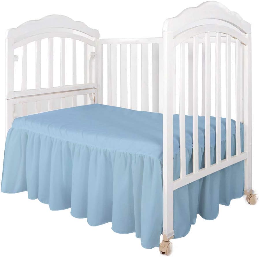MD Home Decore Crib Bed Skirt Dust Ruffle - Light Blue