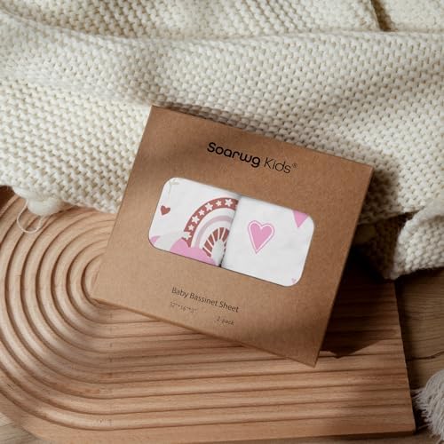 Soarwg Kids Bassinet Sheets 2-Pack Soft Breathable