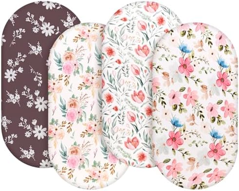 FIGEPO 4 Pack Baby Girl Bassinet Sheets Set 1