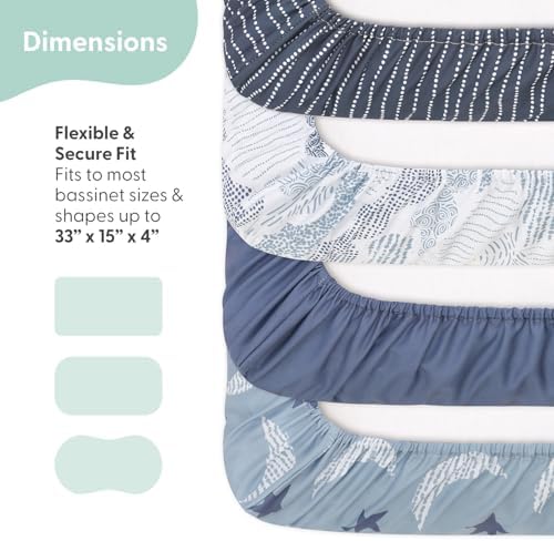 The Peanutshell Bassinet Sheets 4-Pack - Soft Cloud for Baby