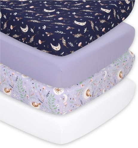 The Peanutshell 4-Pack Fitted Crib Sheets - Lunar Love
