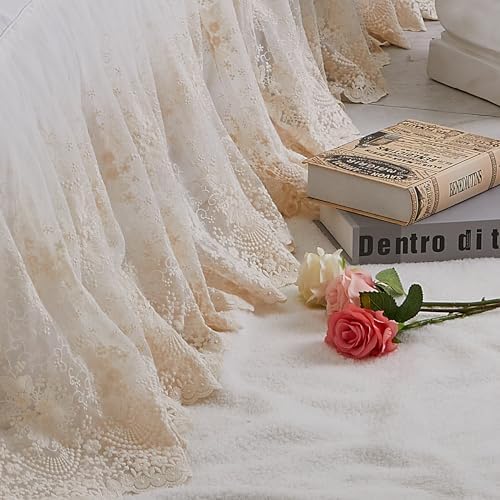 Brandream Boho Crib Bed Skirt - Beige Cream 4-Sided