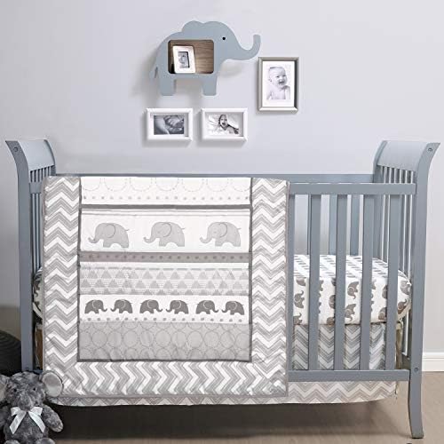 The Peanutshell 3-Piece Crib Bedding Set - Elephant Theme