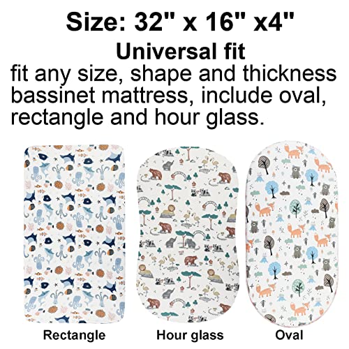 Onacosht Bassinet Sheets 4 Pack Undersea Print