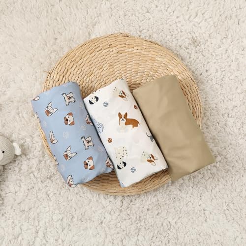 PHF 3 Pack Bassinet Sheets with Pet Dogs Design