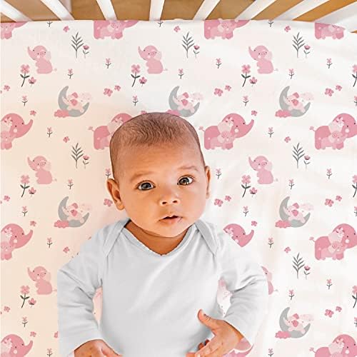 The Peanutshell 3 Piece Crib Bedding Set for Girls - Pink Elephant