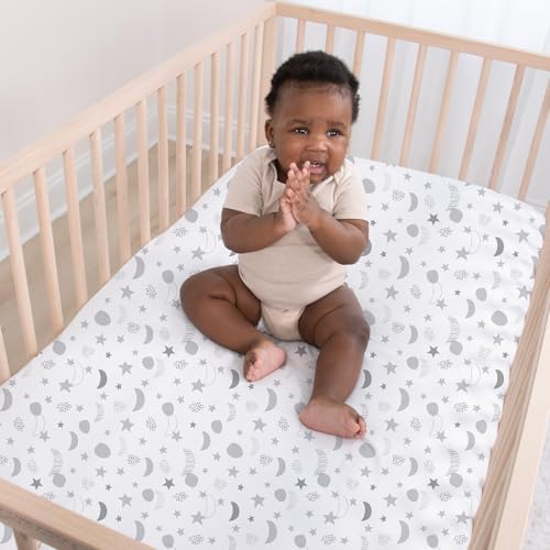 The Peanutshell 4-Pack Crib Sheets - Celestial Moon Stars Design