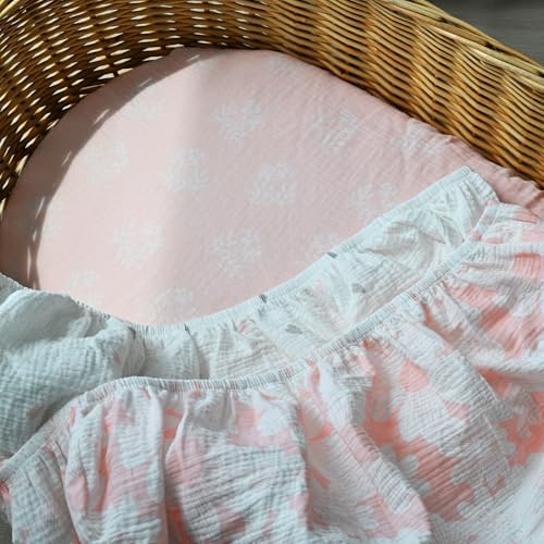GLLQUEN Baby Muslin Bassinet Sheets 3 Pack - Pink 1