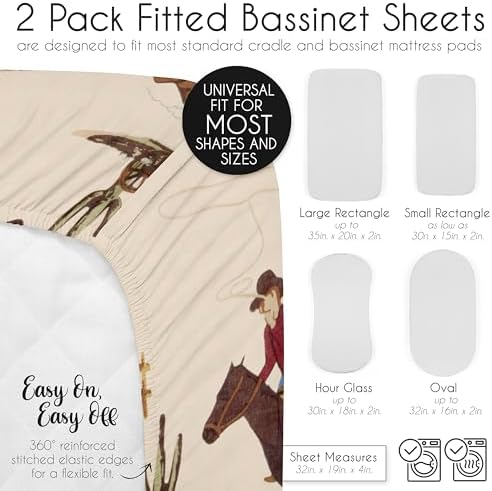Sweet Jojo Designs Cow Print Bassinet Sheet Set 2 Pack 1