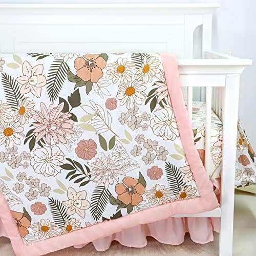 4-Piece Crib Bedding Set for Girls with Daisy Flowers