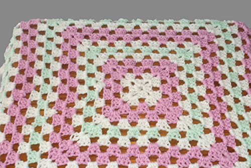 Pink Mint Ivory Baby Girl Crochet Blanket