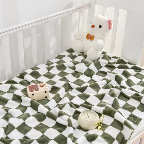 Yurhap Checkered Baby Blanket - Dark Olive 30x40