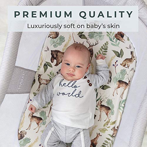 Pobibaby 2 Pack Bassinet Sheets - Woodland Print Ultra-Soft Cotton Blend