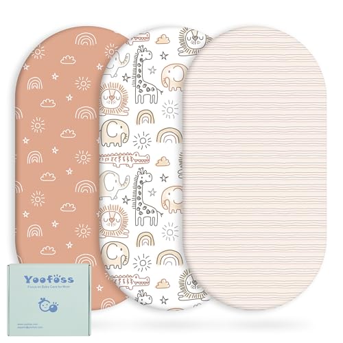 Yoofoss Bassinet Sheets 3-Pack Brown Animals