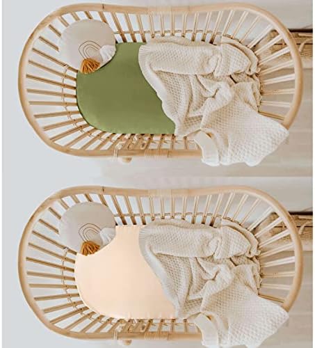 Satin Bassinet Sheet Set 2 Pcs - Beige Sage Green