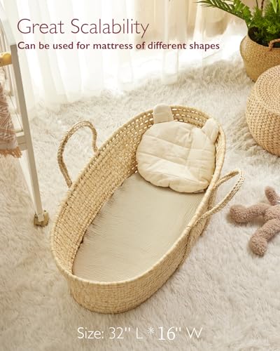 Momcozy Muslin Fitted Bassinet Sheet 2-Pack