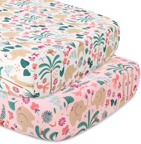 Peanutshell 5 Piece Baby Crib Bedding Set for Girls - Safari Theme