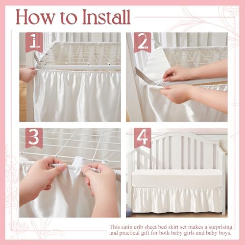 SiinvdaBZX 2-Piece Satin Crib Set - Pink