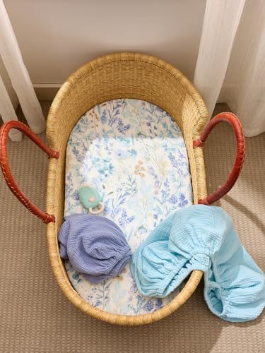 TILLYOU Muslin Bassinet Sheets 3 Pack Soft Breathable Cotton