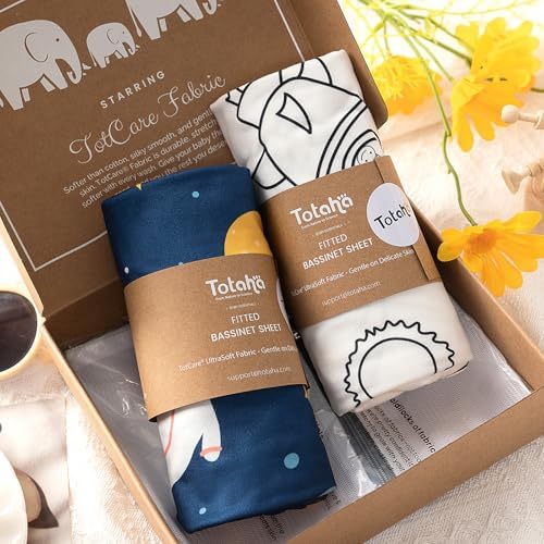 TotAha Bassinet Sheets 33x20 - Buttery Soft Stretchy 2 Pack