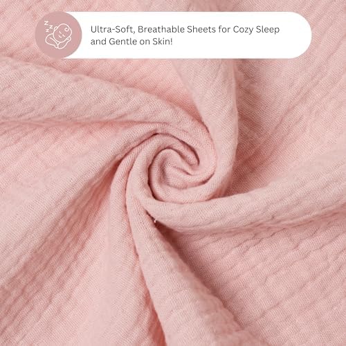 TANSY PANDA Muslin Bassinet Sheets 3 Pack 19x32in Pink Rainbow