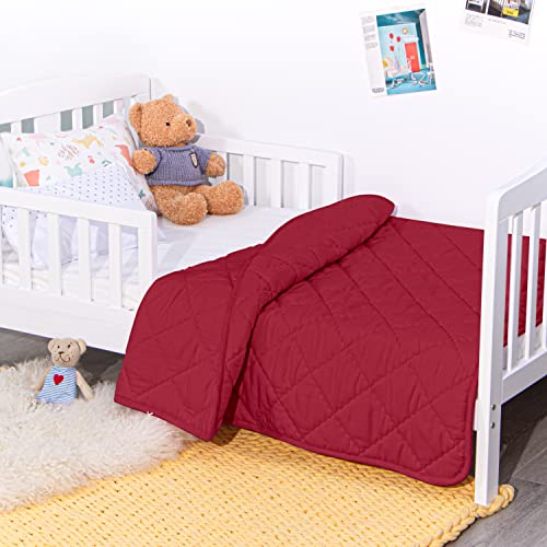NTBAY Down Alternative Toddler Comforter Lightweight and Warm Red Crib Quilted Blanket