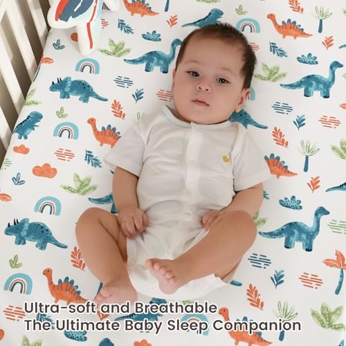 Davids Kids 3 Pack Crib Sheets Dinosaur Blue