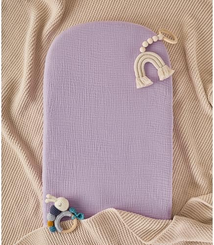 TILLYOU Muslin Bassinet Sheets 2 Pack Light Purple Pink